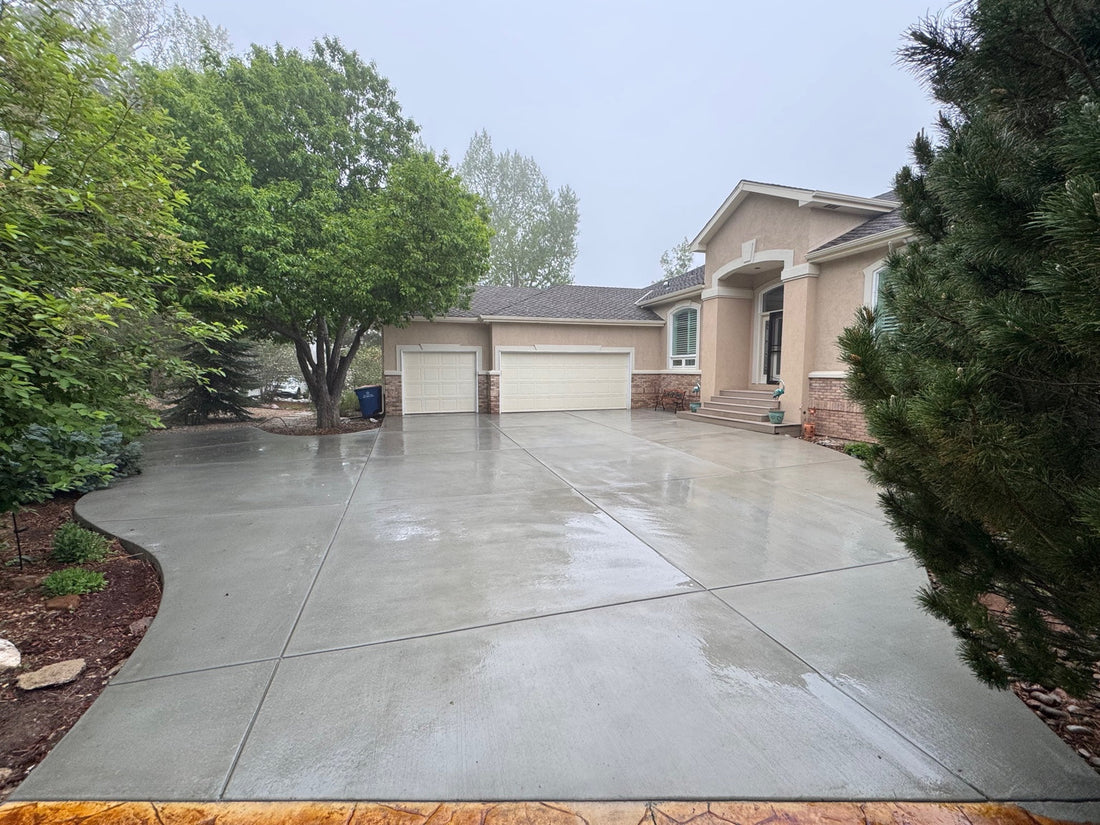 New concrete driveway replacement completed in Littleton Colorado by Pristine Concrete Denver