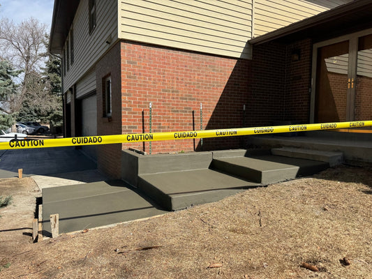 New residential concrete front entry steps and walkway installation in Denver Colorado