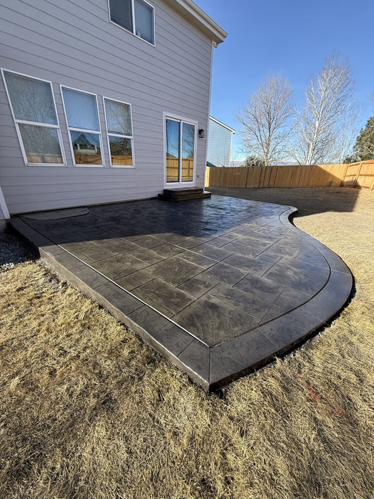 Stamped concrete patio installation in Erie Colorado by Pristine Concrete Denver