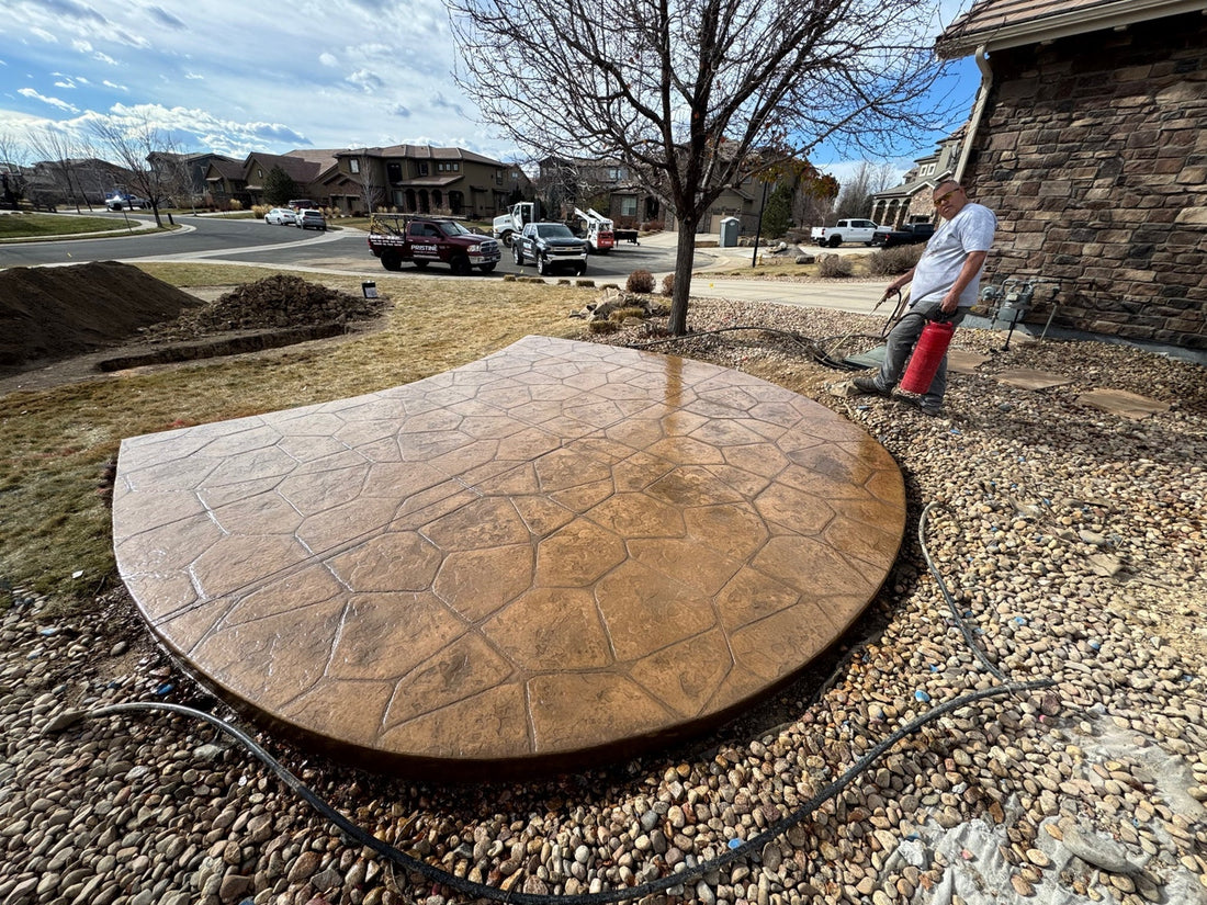 Stamped concrete patio installation in Denver by Pristine Concrete Denver