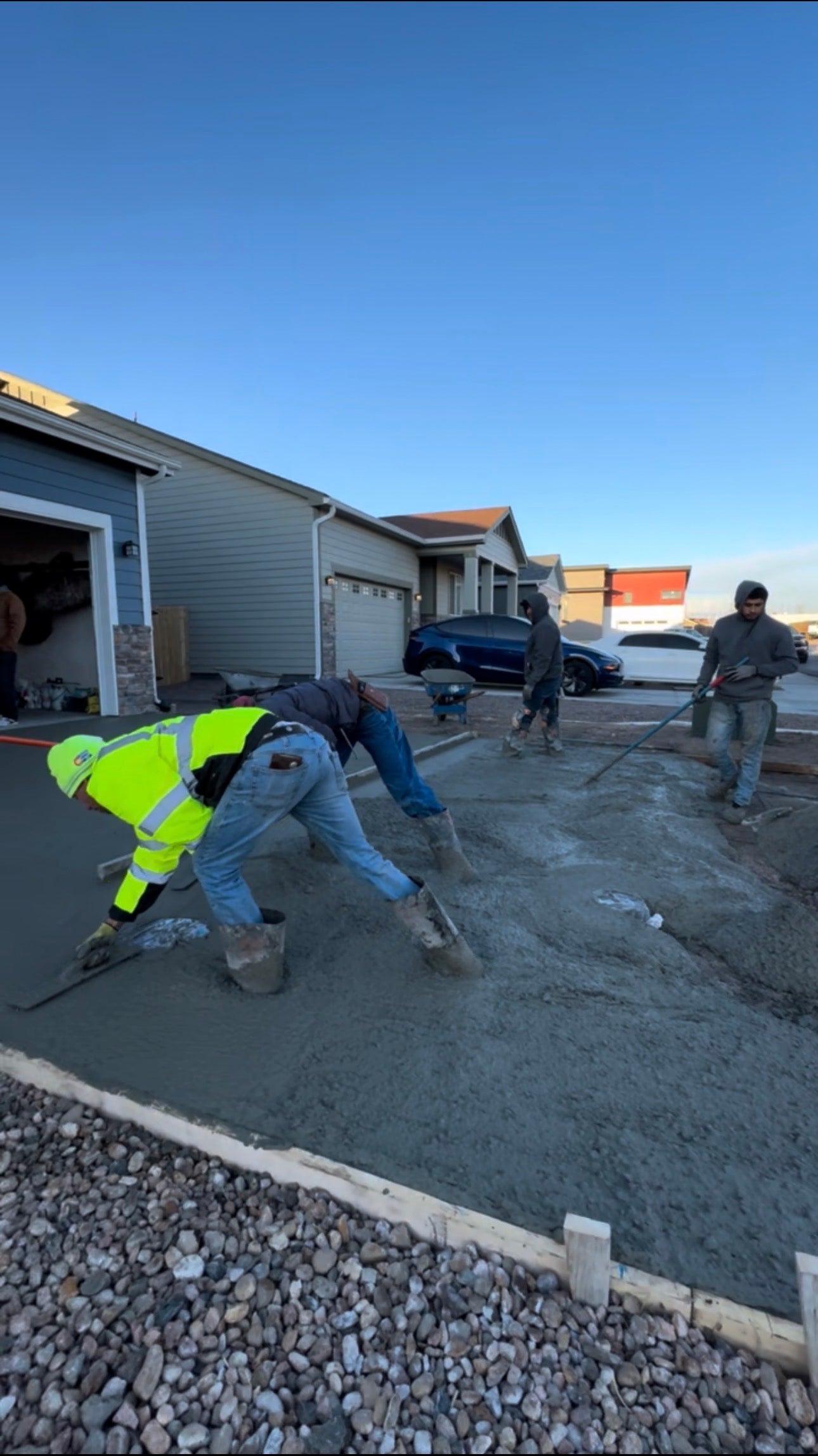 Concrete contractor team installing residential concrete in the Denver Metro Area