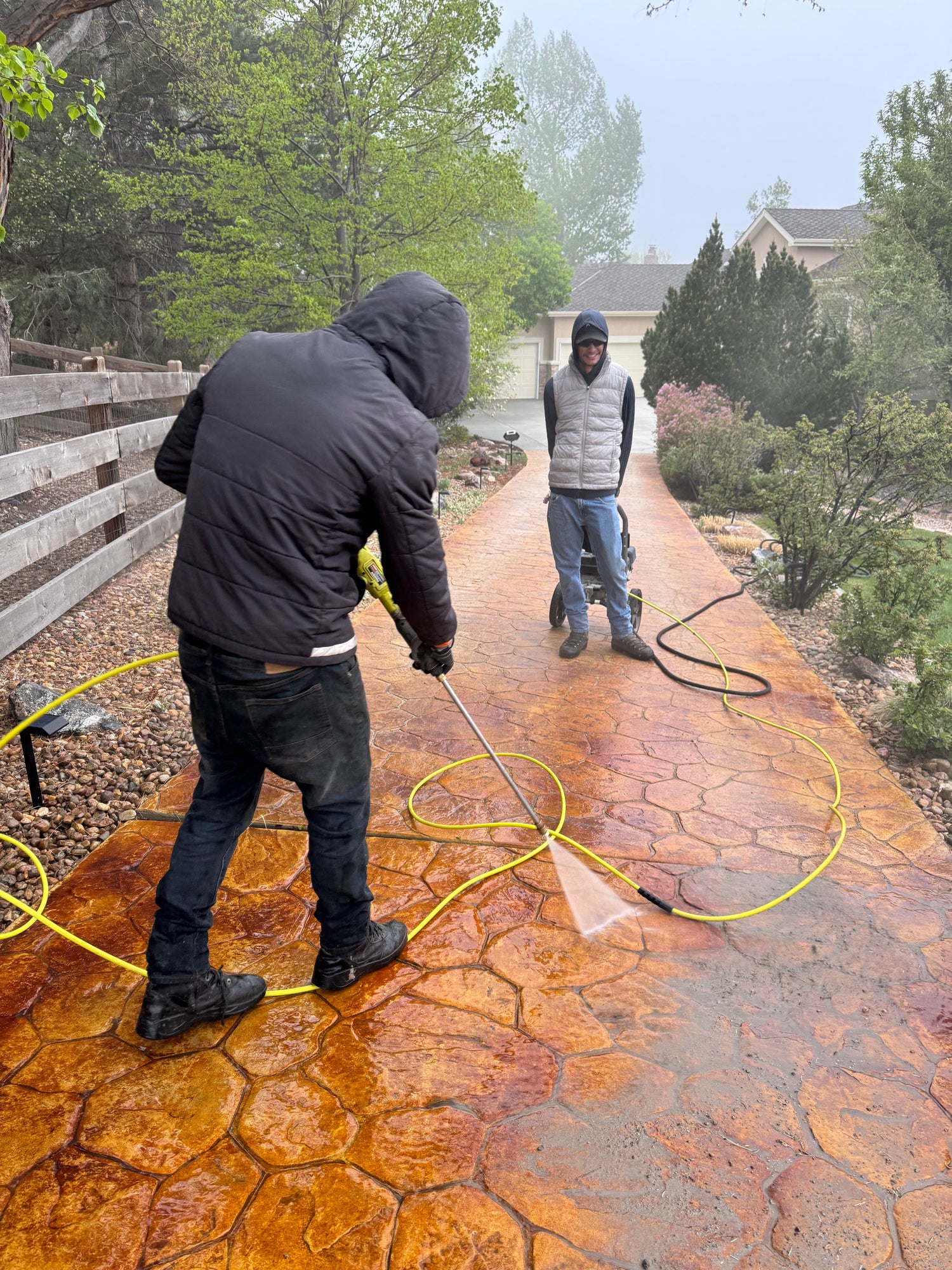 Stamped concrete cleaning and maintenance service in Denver Colorado by Pristine Concrete Denver